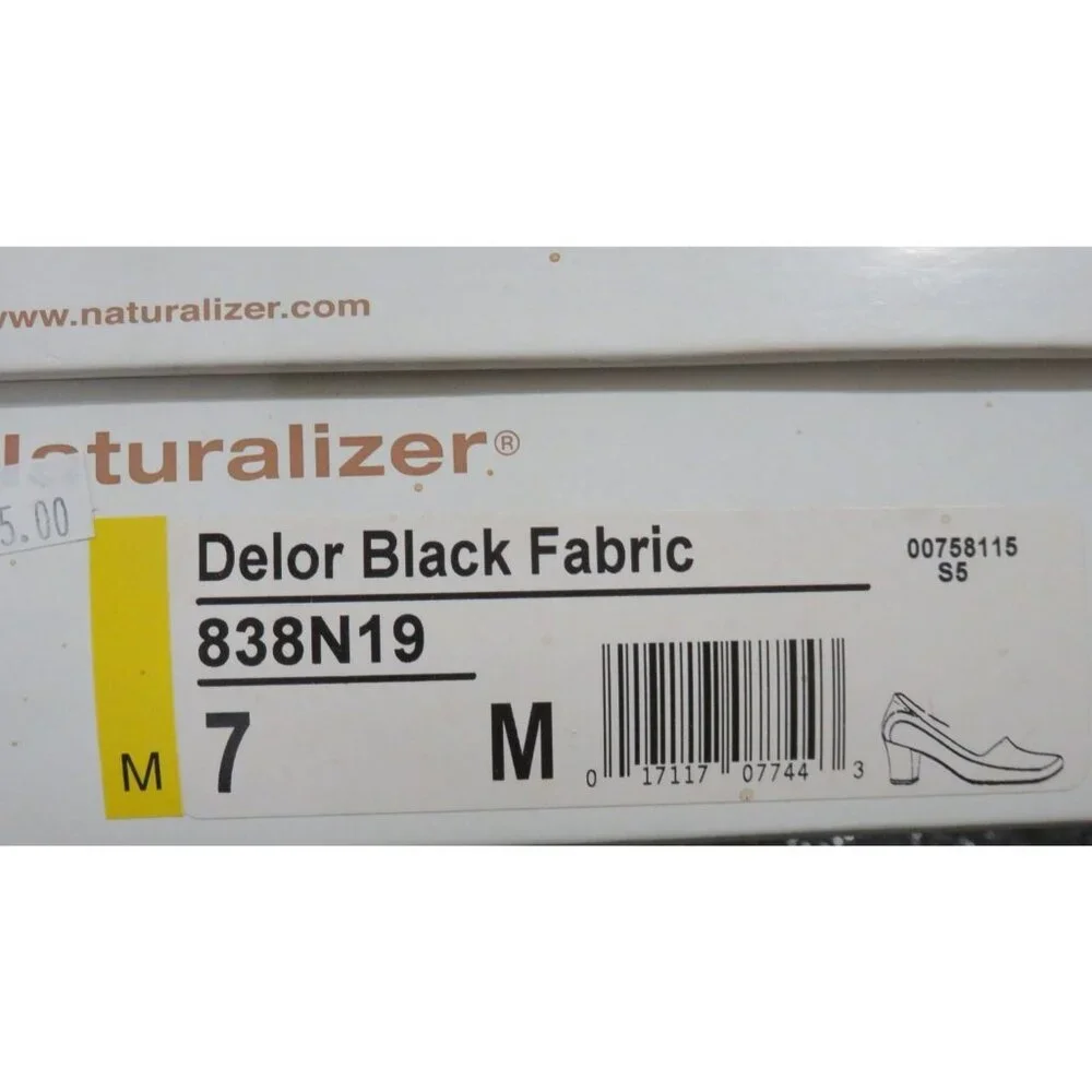 Naturalizer Black Block Heeled Fabric Upper Loafers Comfort footbed technology 7